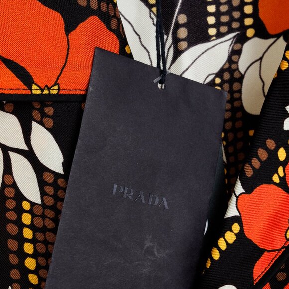 Prada 2018 Orange Silk Hawaiian Print Bowling Shirt - Picture 5 of 15